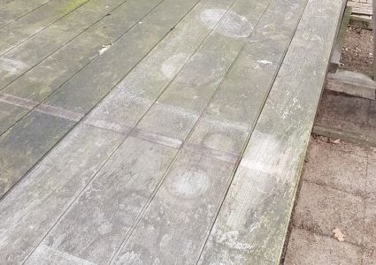 Houten Terras: vuil, smerig, mos, kringen ...